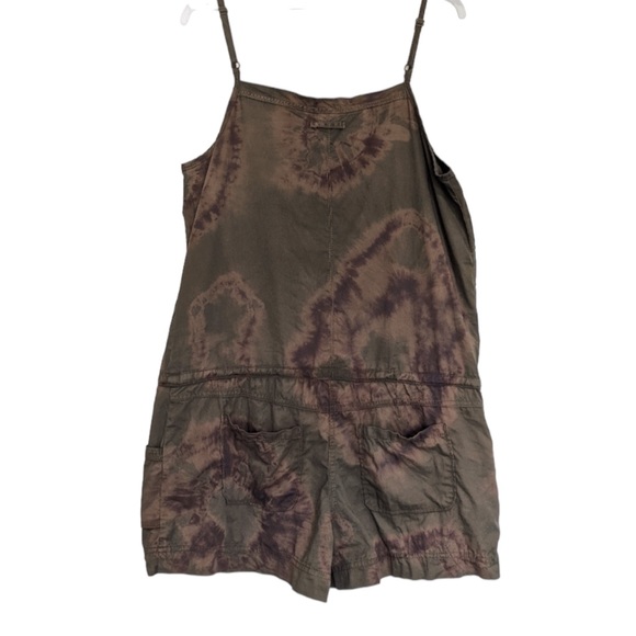 MUDD Khaki Button Front Custom Tie-Dye Romper - Picture 9 of 13